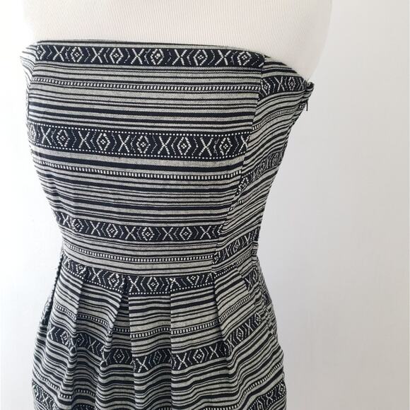 Ya Los Angeles Strapless Black & White Mini Dress Pockets Pleated Medium - Picture 4 of 8